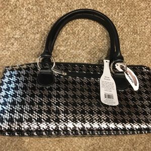 Wine clutch (houndstooth black/silver)